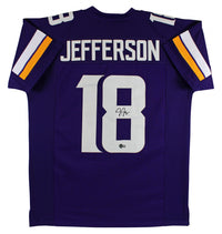 Justin Jefferson Minnesota Vikings Autographed Purple Football Jersey - Beckett Authenticated