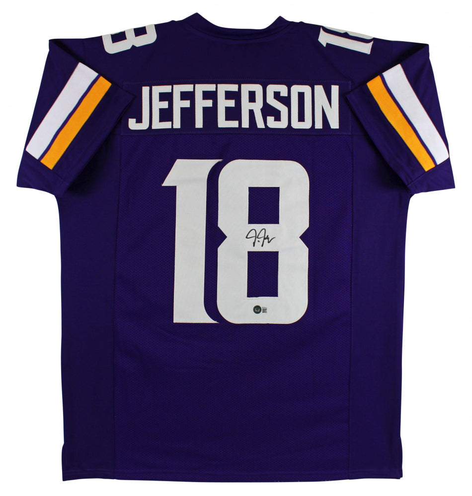 Justin Jefferson Minnesota Vikings Autographed Purple Football Jersey - Beckett Authenticated