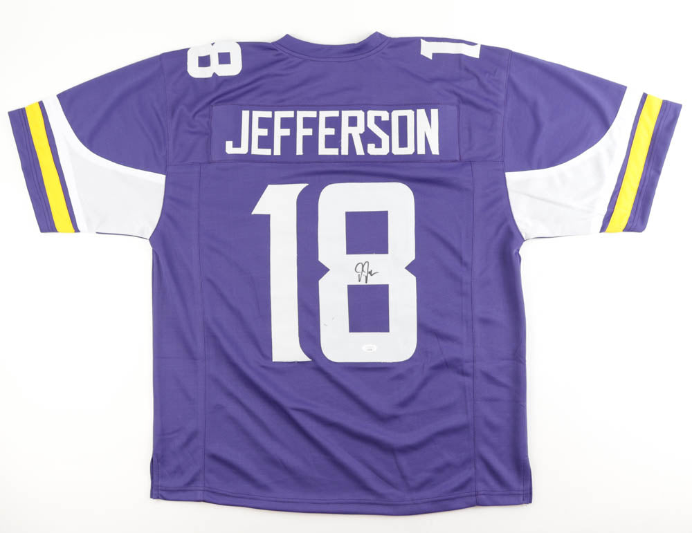 Justin Jefferson Minnesota Vikings Autographed Purple Football Jersey - JSA Authenticated