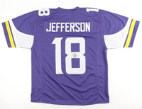 Justin Jefferson Minnesota Vikings Autographed Purple Football Jersey - JSA Authenticated