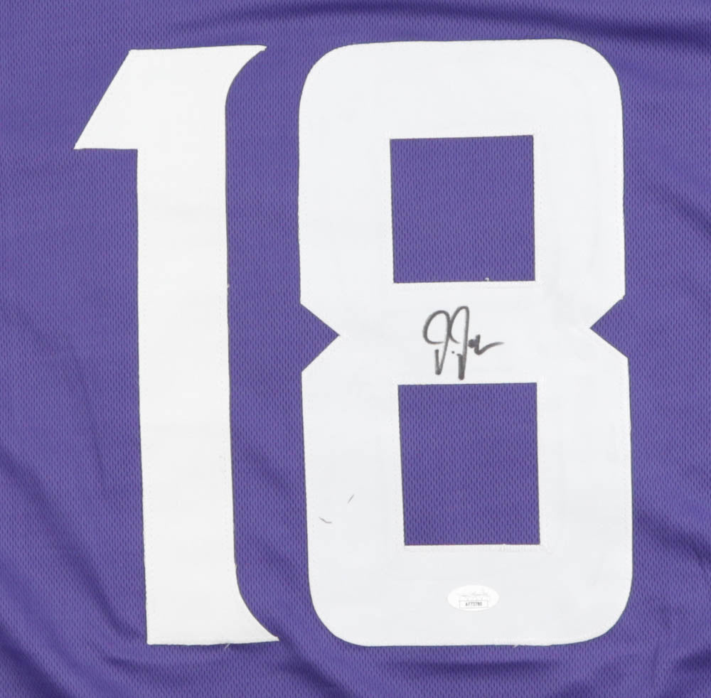 Justin Jefferson Minnesota Vikings Autographed Purple Football Jersey - JSA Authenticated