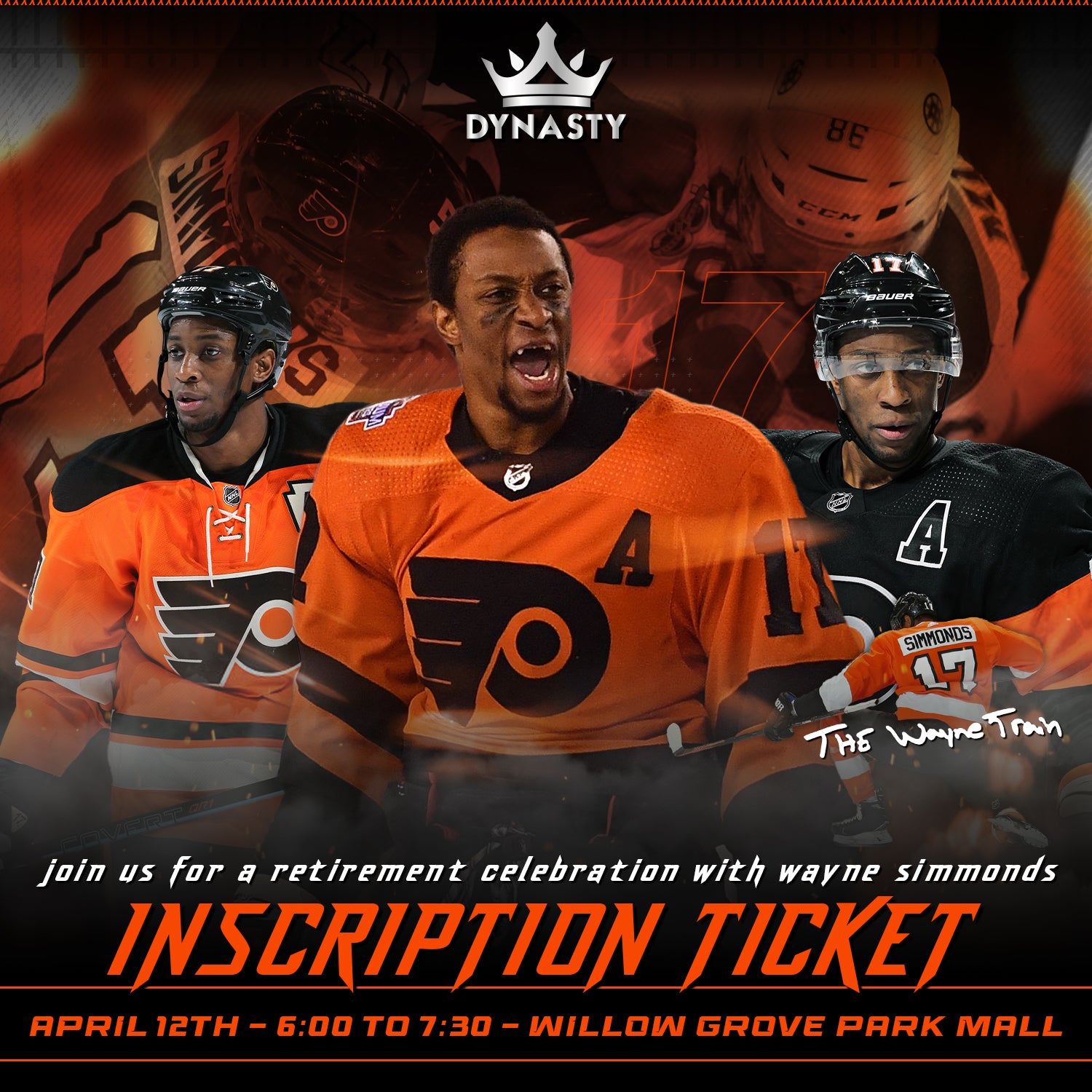 Wayne Simmonds NHL Retirement Inscription Ticket