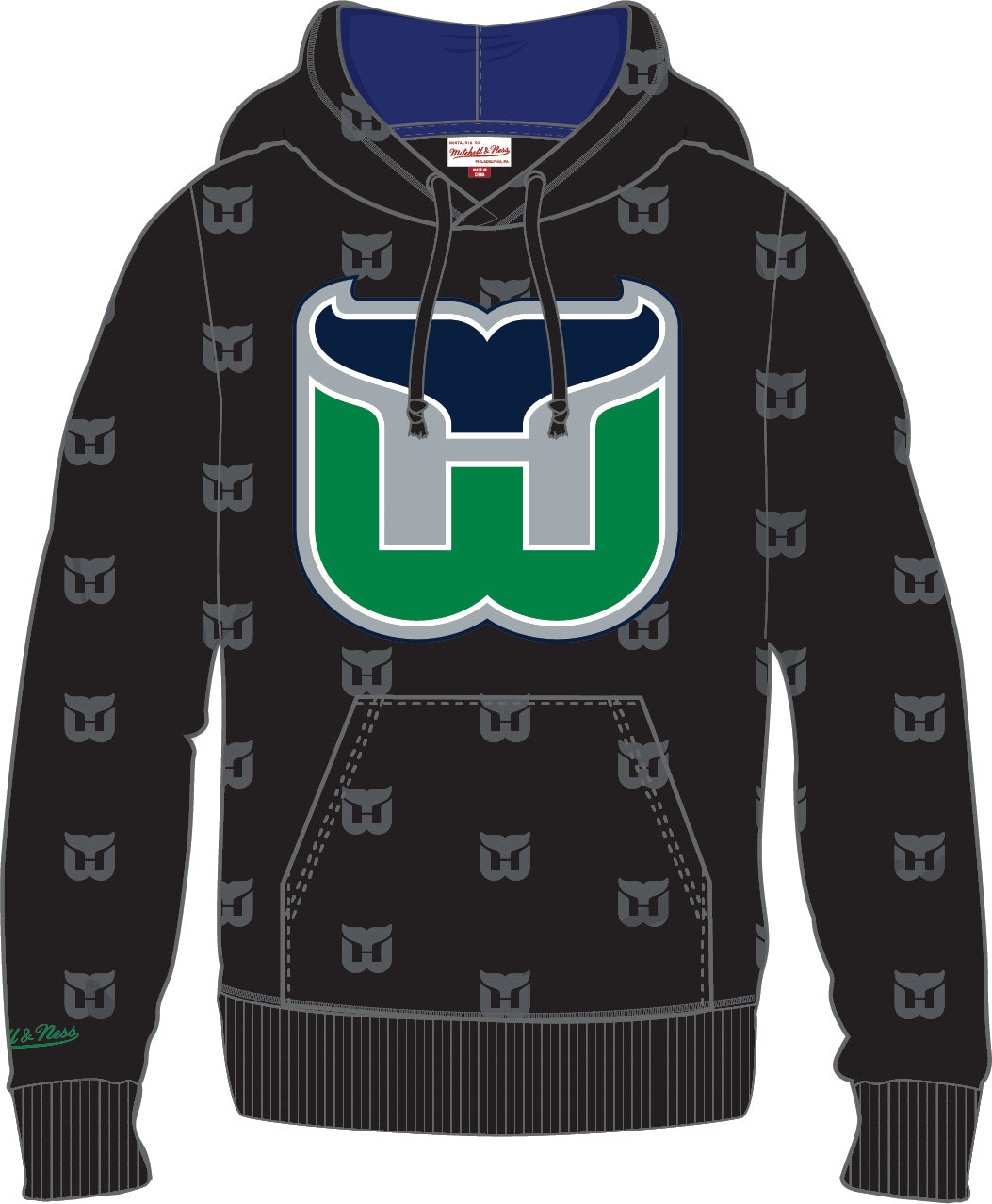 Hartford Whalers Mitchell & Ness All Over Print Fleece Hoodie