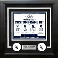 Chicago White Sox Custom MLB Baseball Picture Frame Kit with Black Matting, White Trim, a Silver Nameplate, and White Sox logos