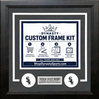 Chicago White Sox Custom MLB Baseball Picture Frame Kit with Gray Matting, White Trim, a Silver Nameplate, and White Sox logos