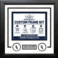 Chicago White Sox Custom MLB Baseball Picture Frame Kit with White Matting, Black Trim, a Silver Nameplate, and White Sox logos