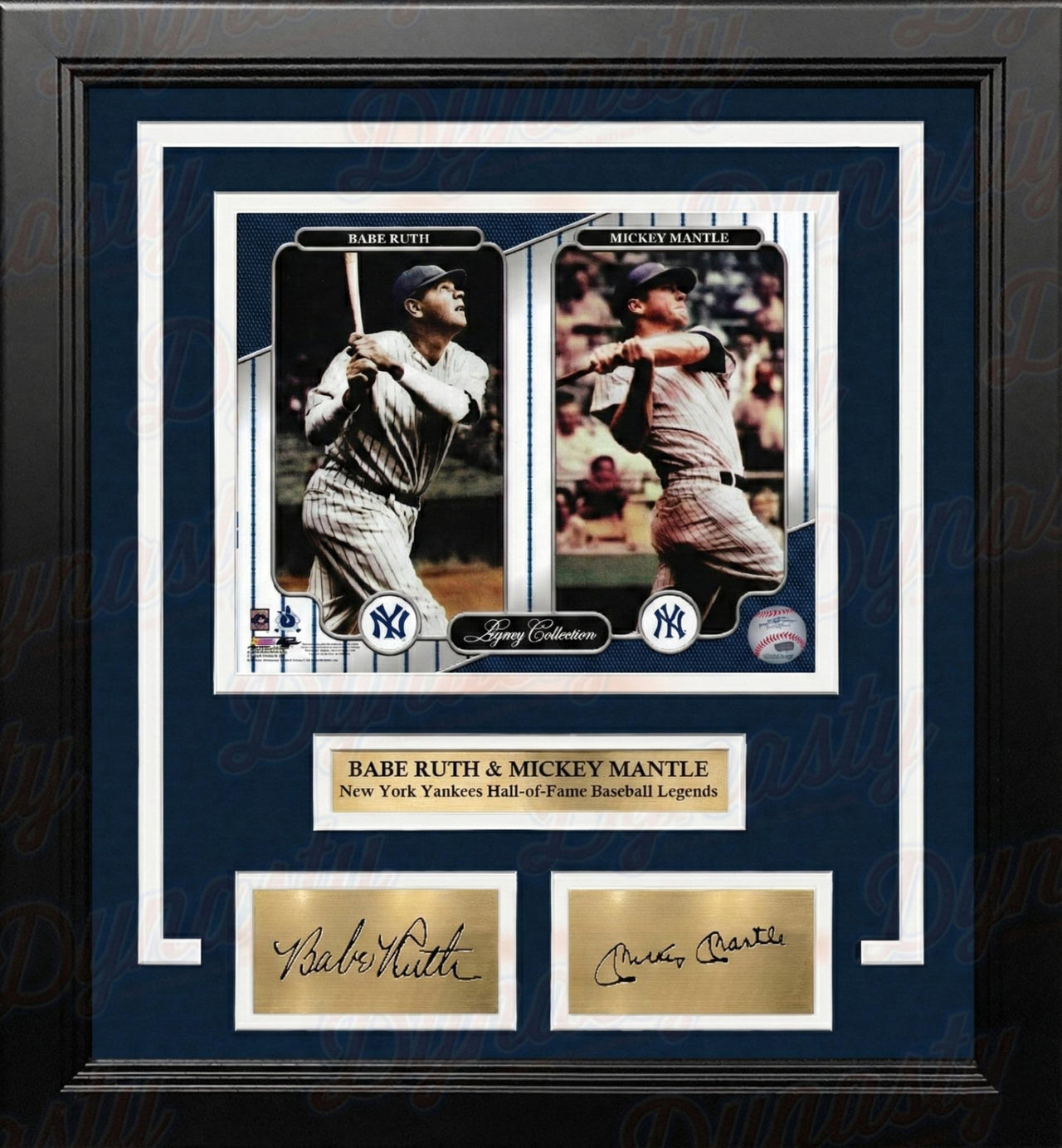 Babe Ruth & Mickey Mantle New York Yankees 8" x 10" Framed Baseball Photo with Engraved Autographs