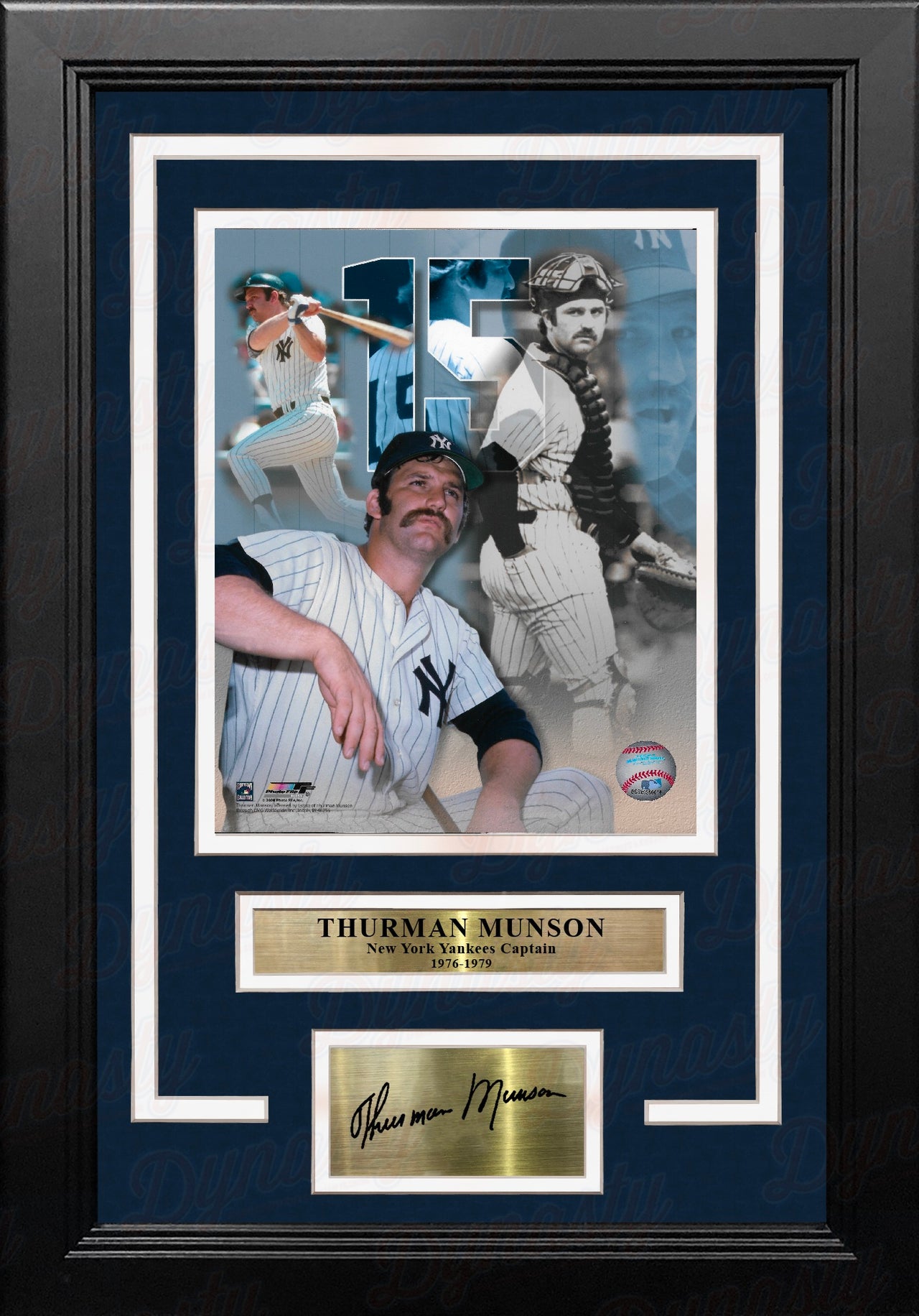 Thurman Munson New York Yankees 8" x 10" Framed Baseball Collage Photo with Engraved Autographs