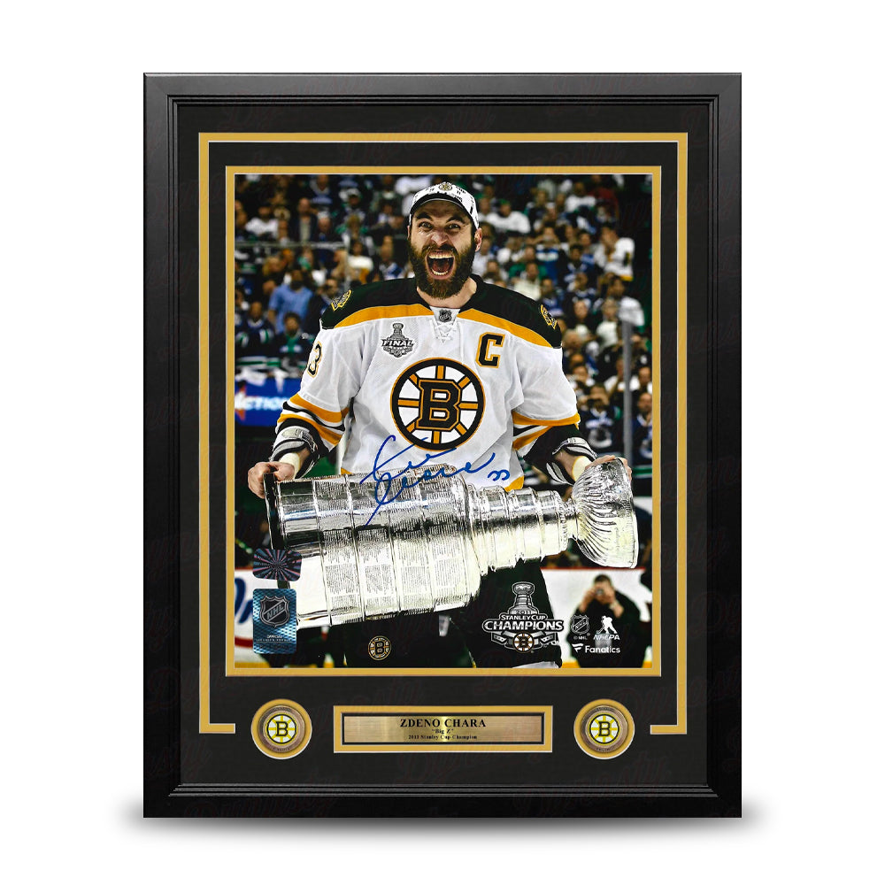 Zdeno Chara 2011 Stanley Cup Boston Bruins Autographed 11" x 14" Framed Hockey Photo