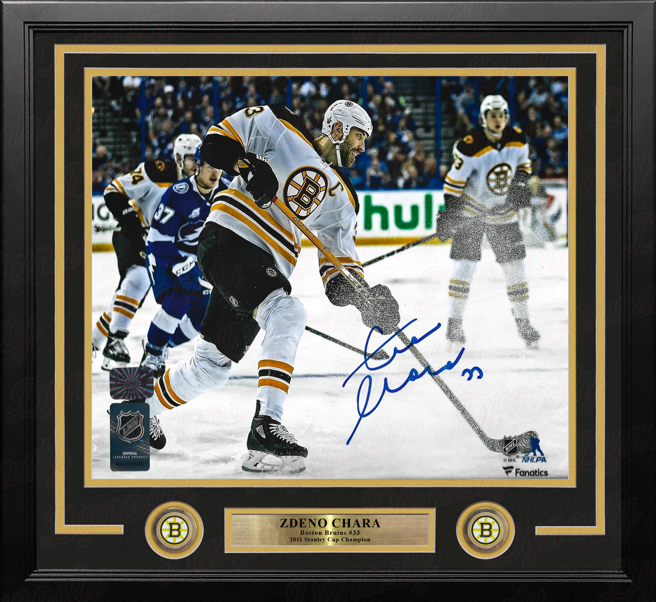 Zdeno Chara in Action Boston Bruins Autographed 16" x 20" Framed Hockey Photo