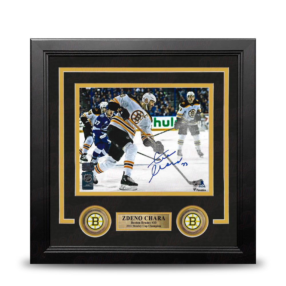 Zdeno Chara in Action Boston Bruins Autographed 8" x 10" Framed Hockey Photo