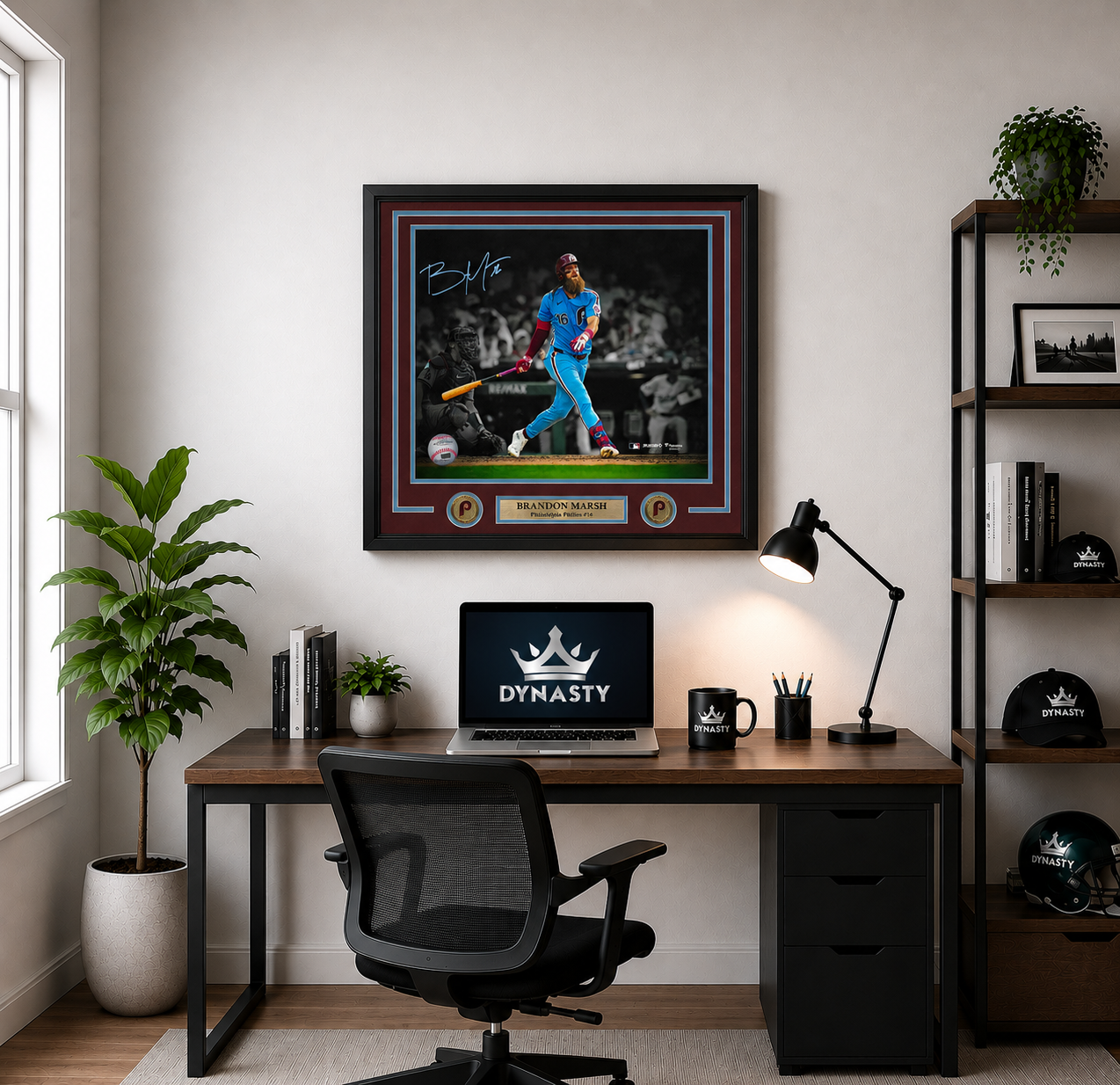 Brandon Marsh Home Run Philadelphia Phillies Autographed 16" x 20" Framed Throwback Blackout Photo