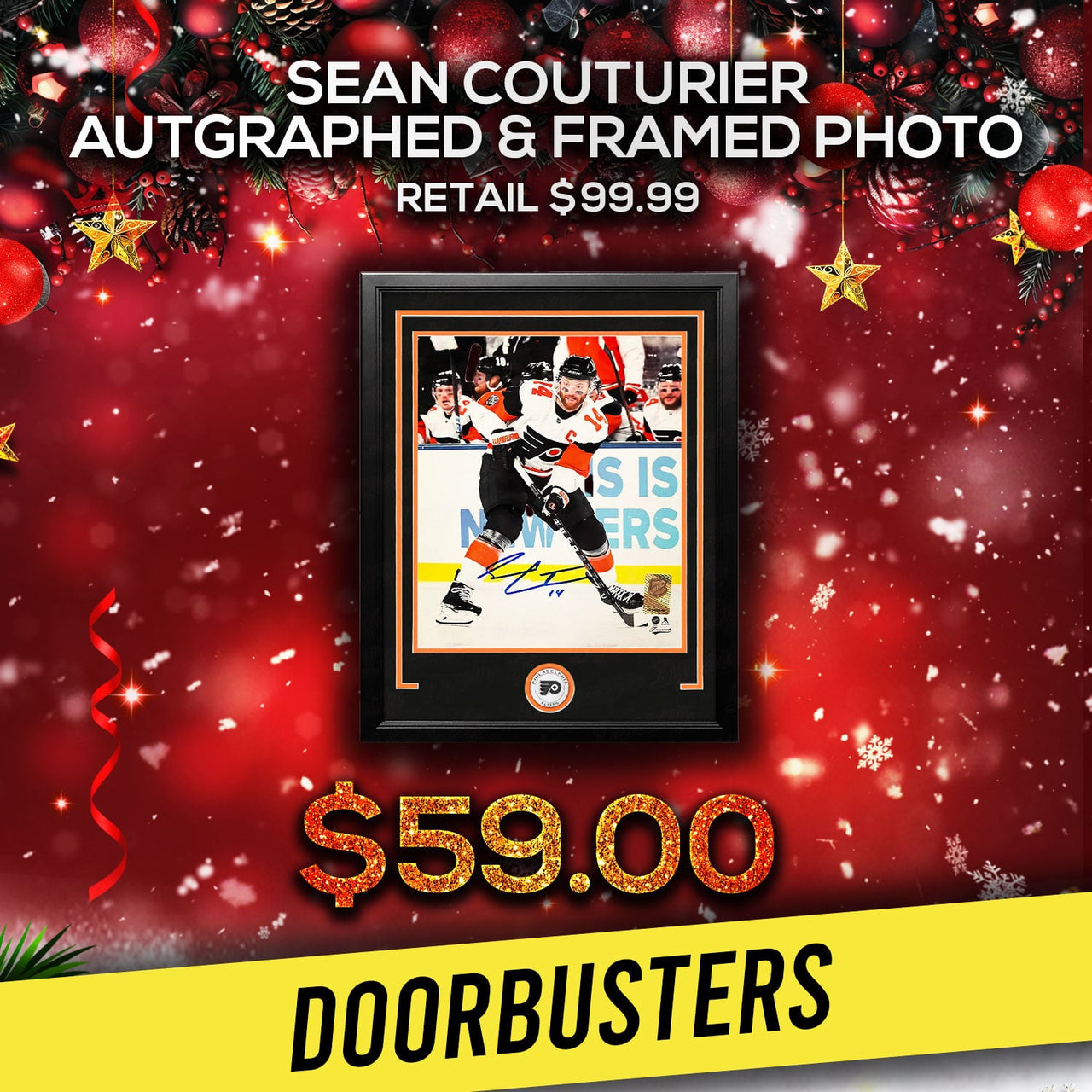 Sean Couturier 2024 Stadium Series Action Philadelphia Flyers Autographed 11x14 Framed Hockey Photo