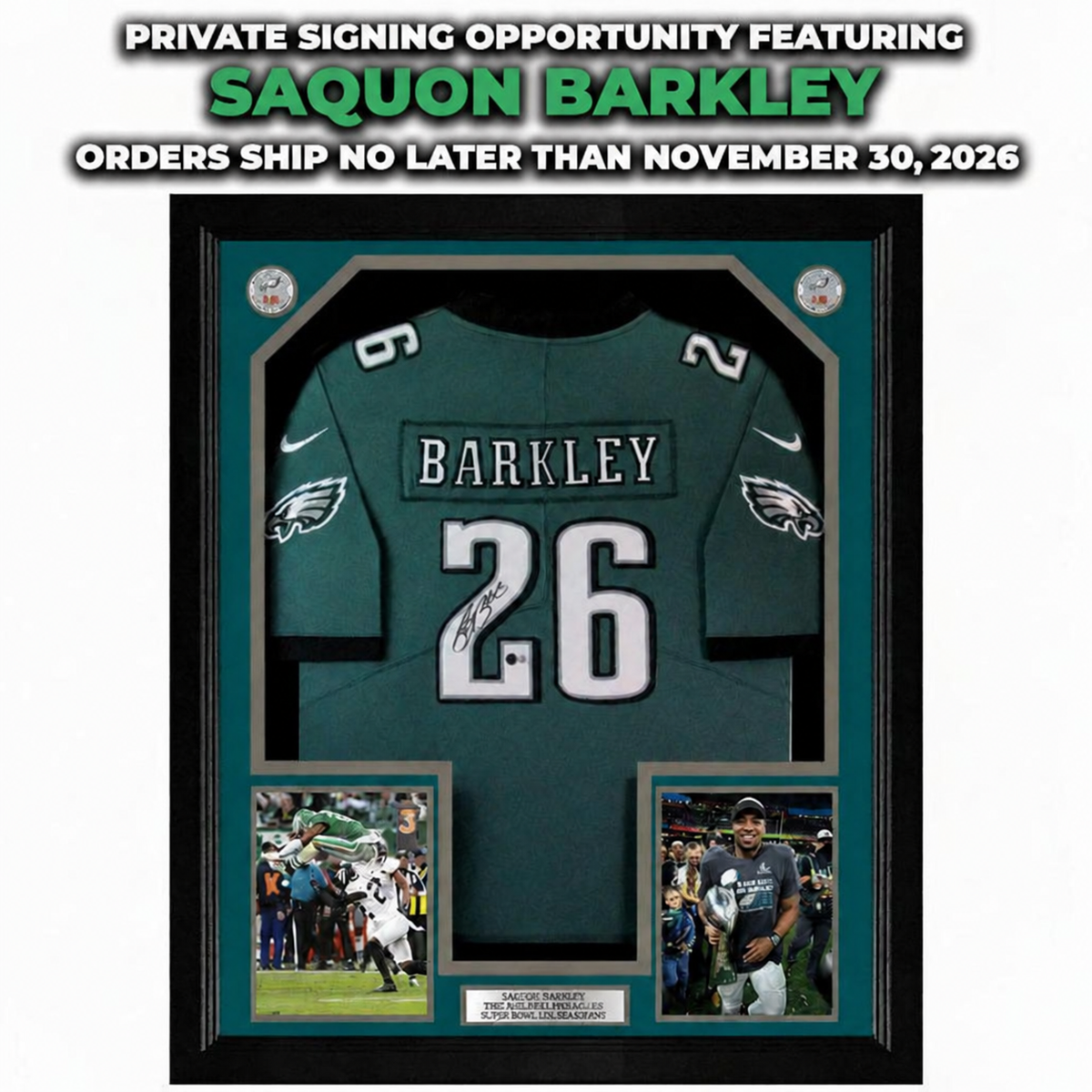 Saquon Barkley Philadelphia Eagles Signed Super Bowl LIX Framed Jersey | Pre-Sale Opportunity