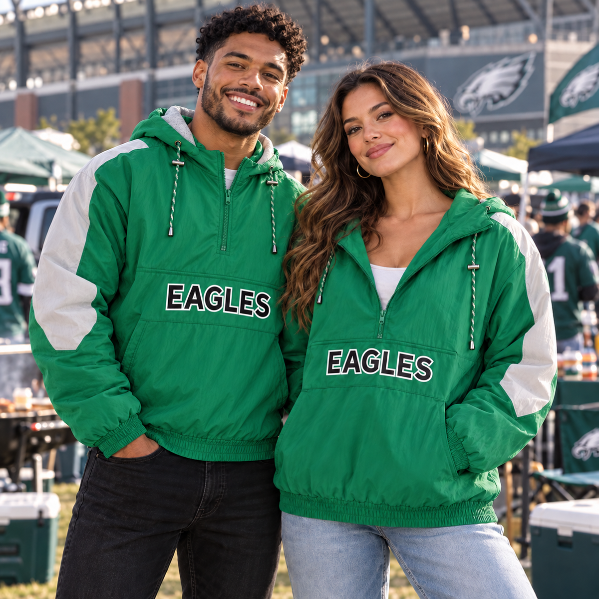 Philadelphia Eagles Throwback Kelly Green Sideline Hooded Jacket