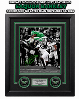 Saquon Barkley Autographed Reverse Hurdle Framed Photo | Pre-Sale Opportunity