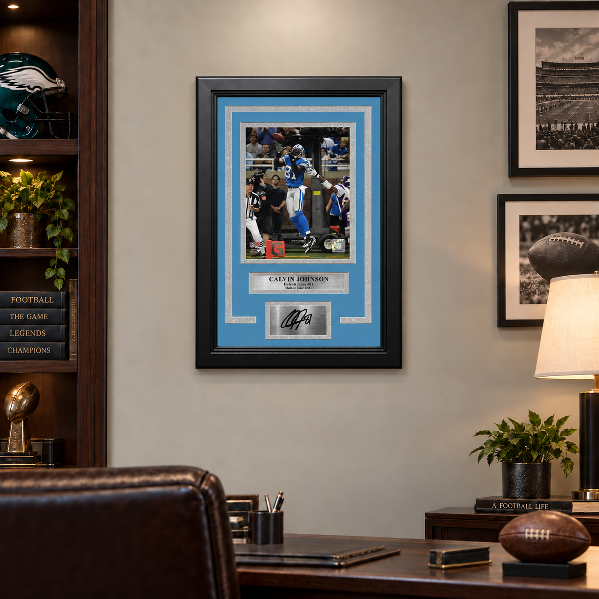 Calvin Johnson v. Vikings Detroit Lions 8" x 10" Framed Football Photo with Engraved Autograph