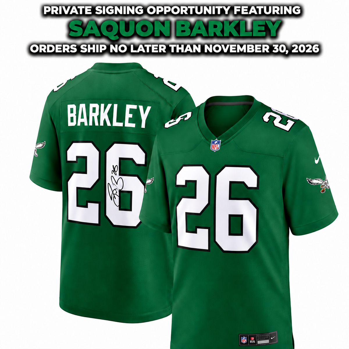 Saquon Barkley Philadelphia Eagles Autographed Nike Jersey | Pre-Sale Opportunity