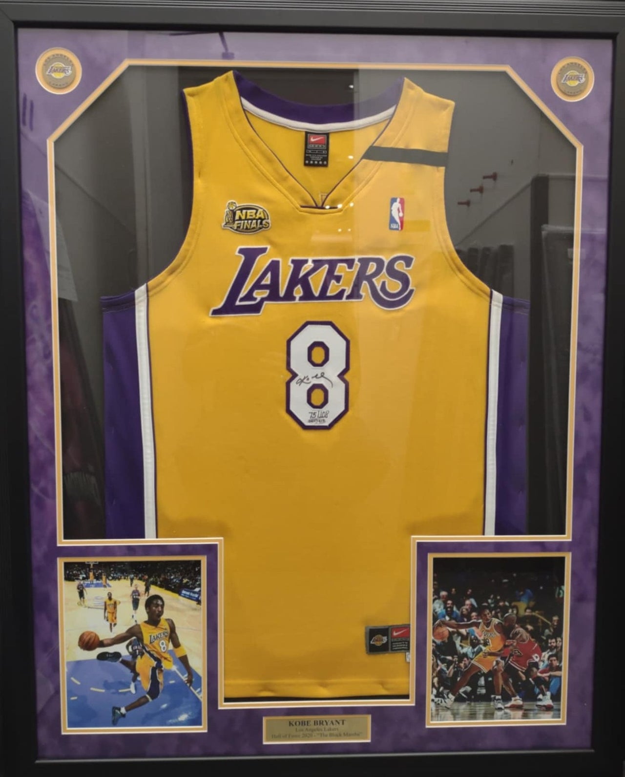 Kobe Bryant Los Angeles Lakers Autographed Framed Game-Issued NBA Finals Basketball Jersey Numbered to 108