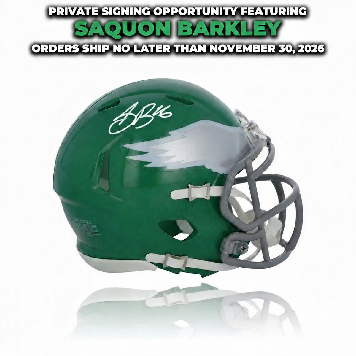 Saquon Barkley Philadelphia Eagles Autographed Blue Super Bowl LIX Full Size Helmet | Pre-Sale Opportunity