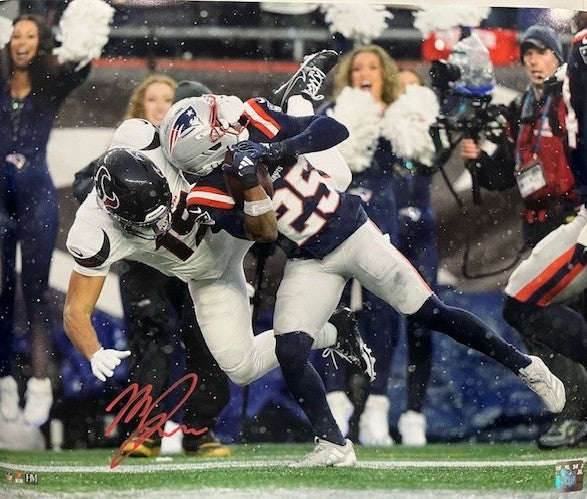 Marcus Jones New England Patriots Signed Pick Six 16" x 20" Photo
