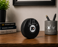 John LeClair Philadelphia Flyers Autographed Hockey Logo Puck