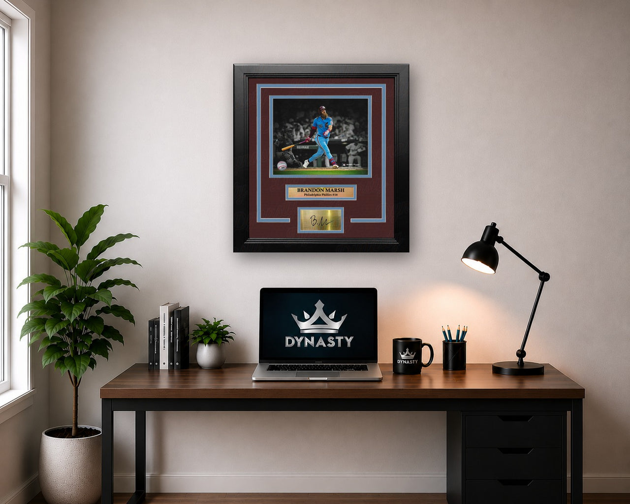 Brandon Marsh Philadelphia Phillies 16x20 Framed Throwback Blackout Photo with Engraved Autograph