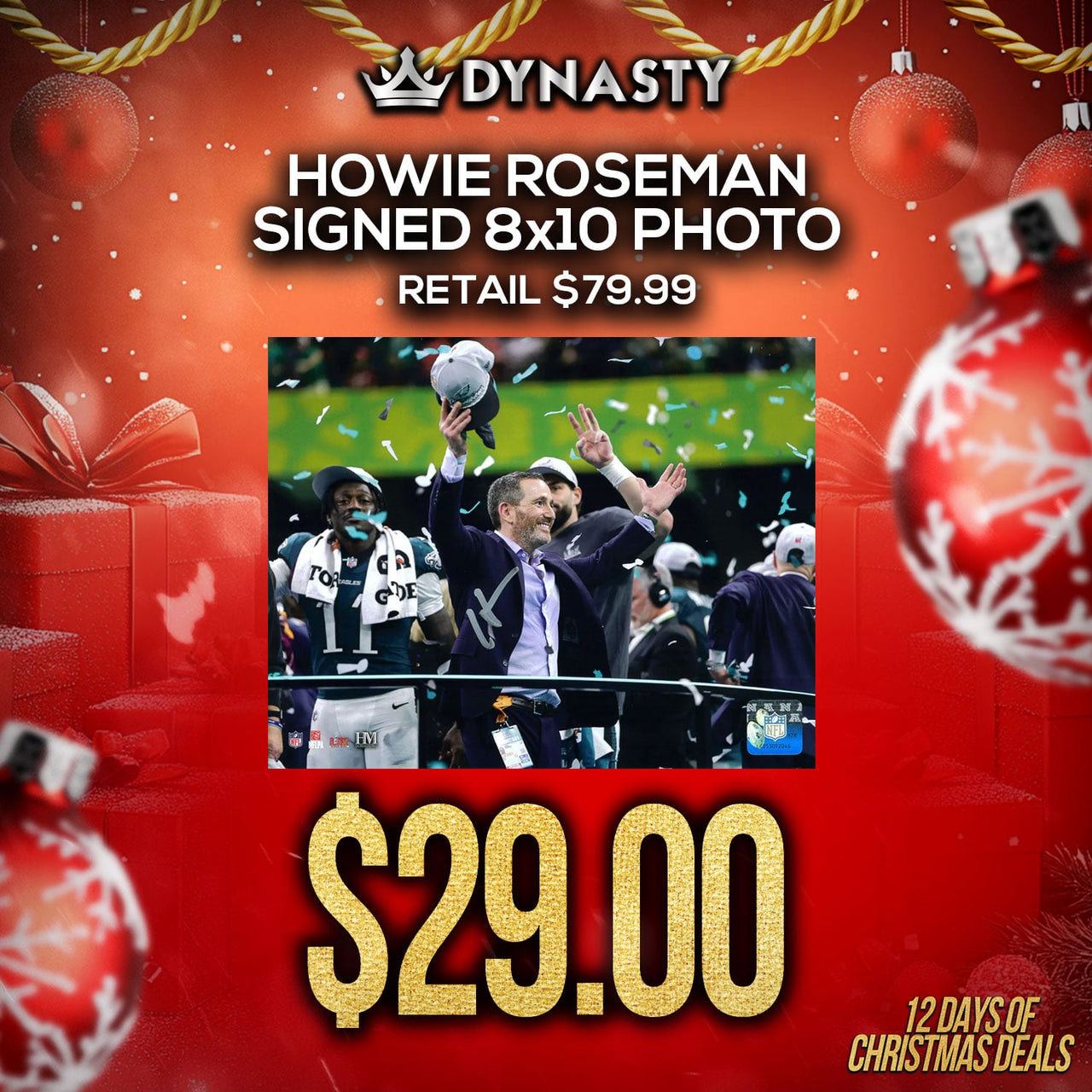 Howie Roseman Super Bowl Celebration Philadelphia Eagles Autographed 8" x 10" Football Photo