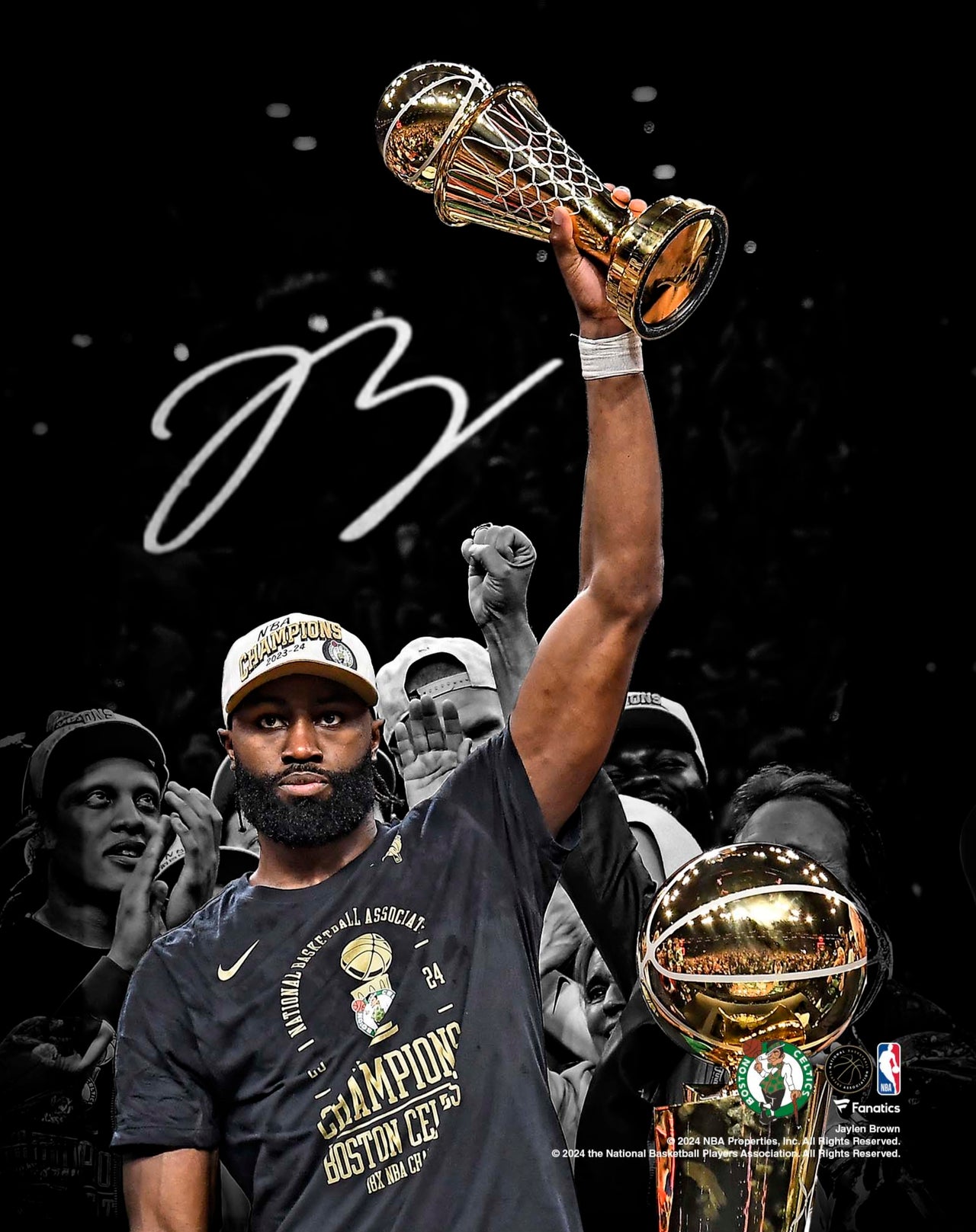 Jaylen Brown Boston Celtics Autographed Trophy Celebration Photo