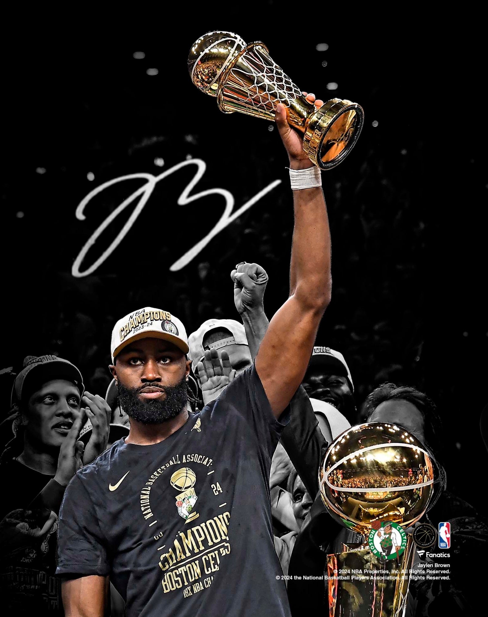 Jaylen Brown Boston Celtics Autographed Trophy Celebration Photo