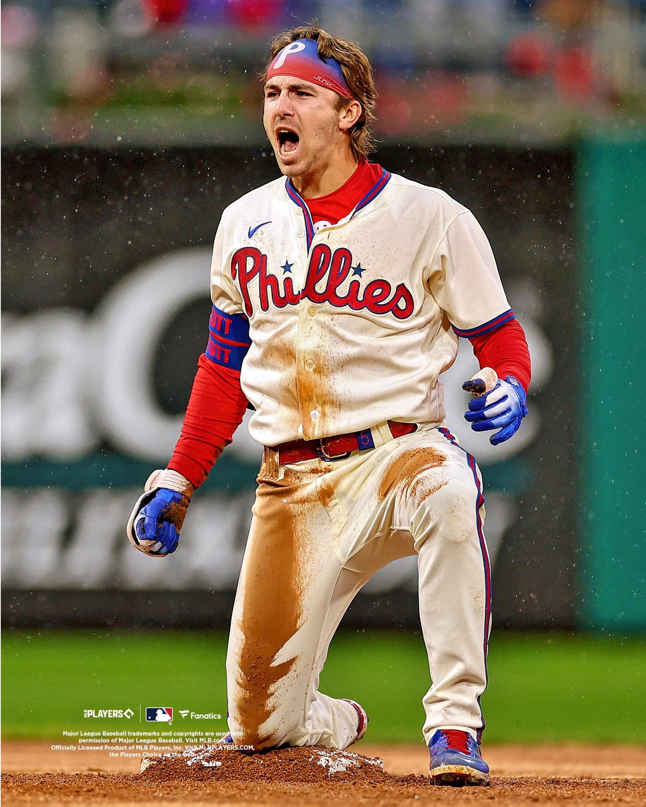 Bryson Stott Philadelphia Phillies Stolen Base Celebration Photo
