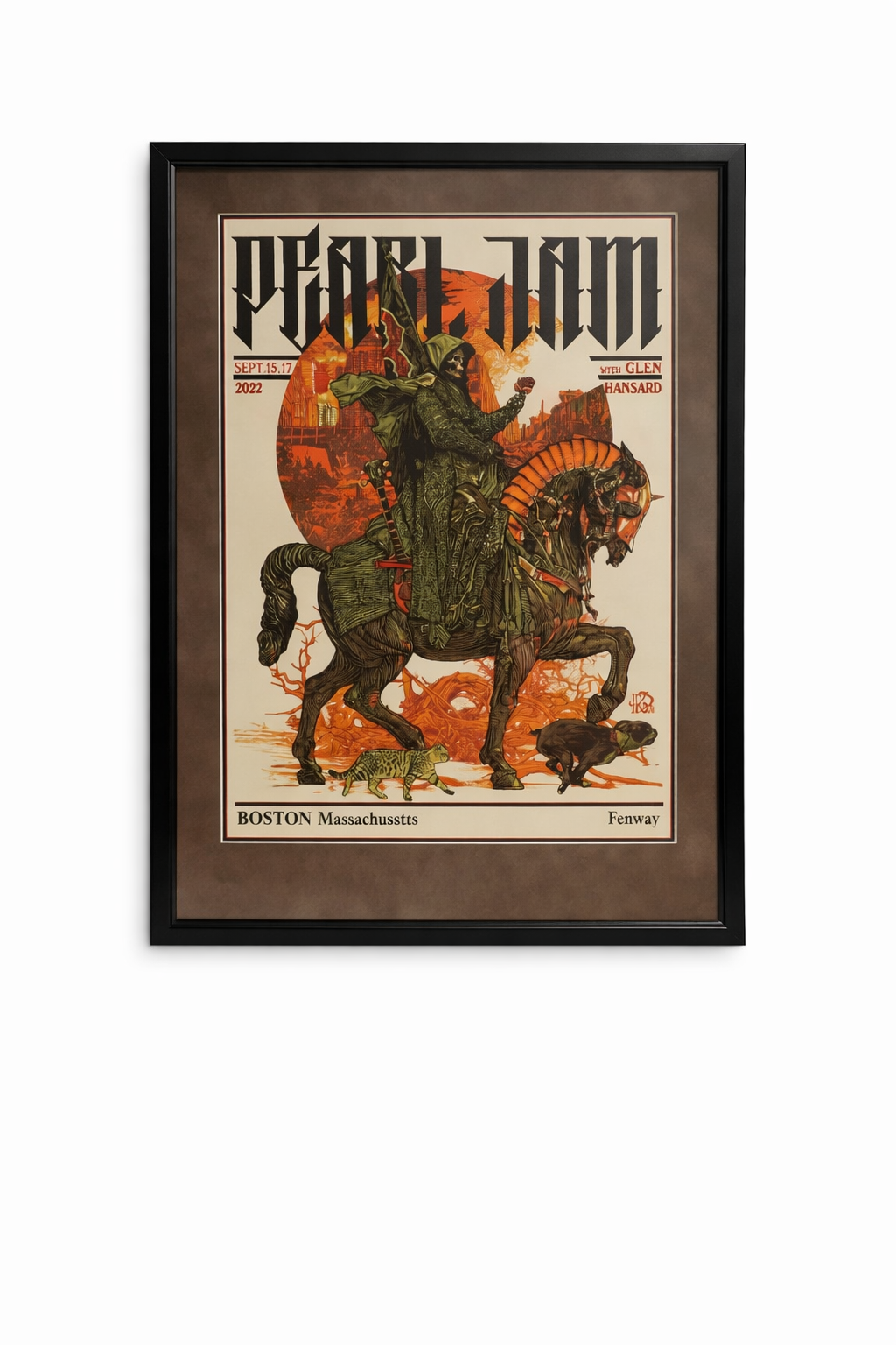 Pearl Jam Boston Fenway Framed Poster 09-15/17-2024 Krzysztof Domaradzki