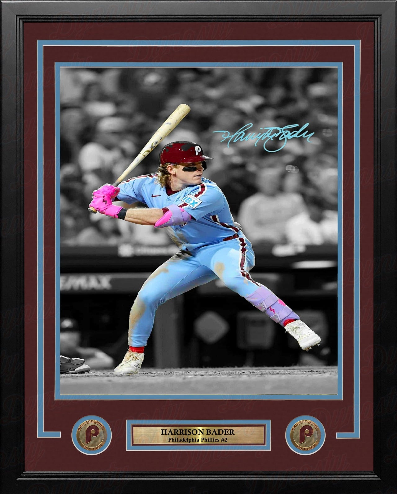 Harrison Bader Throwback Spotlight Philadelphia Phillies Autographed 11" x 14" Framed Baseball Photo