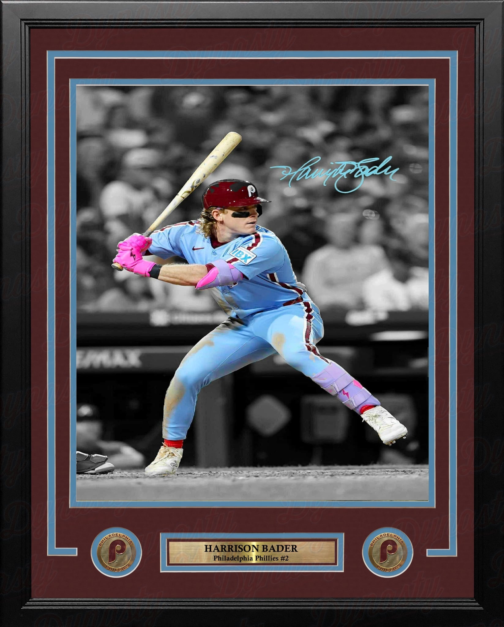 Harrison Bader Throwback Spotlight Philadelphia Phillies Autographed 11" x 14" Framed Baseball Photo