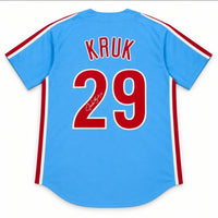 John Kruk Philadelphia Baseball Pro-Style Signed Throwback Jersey