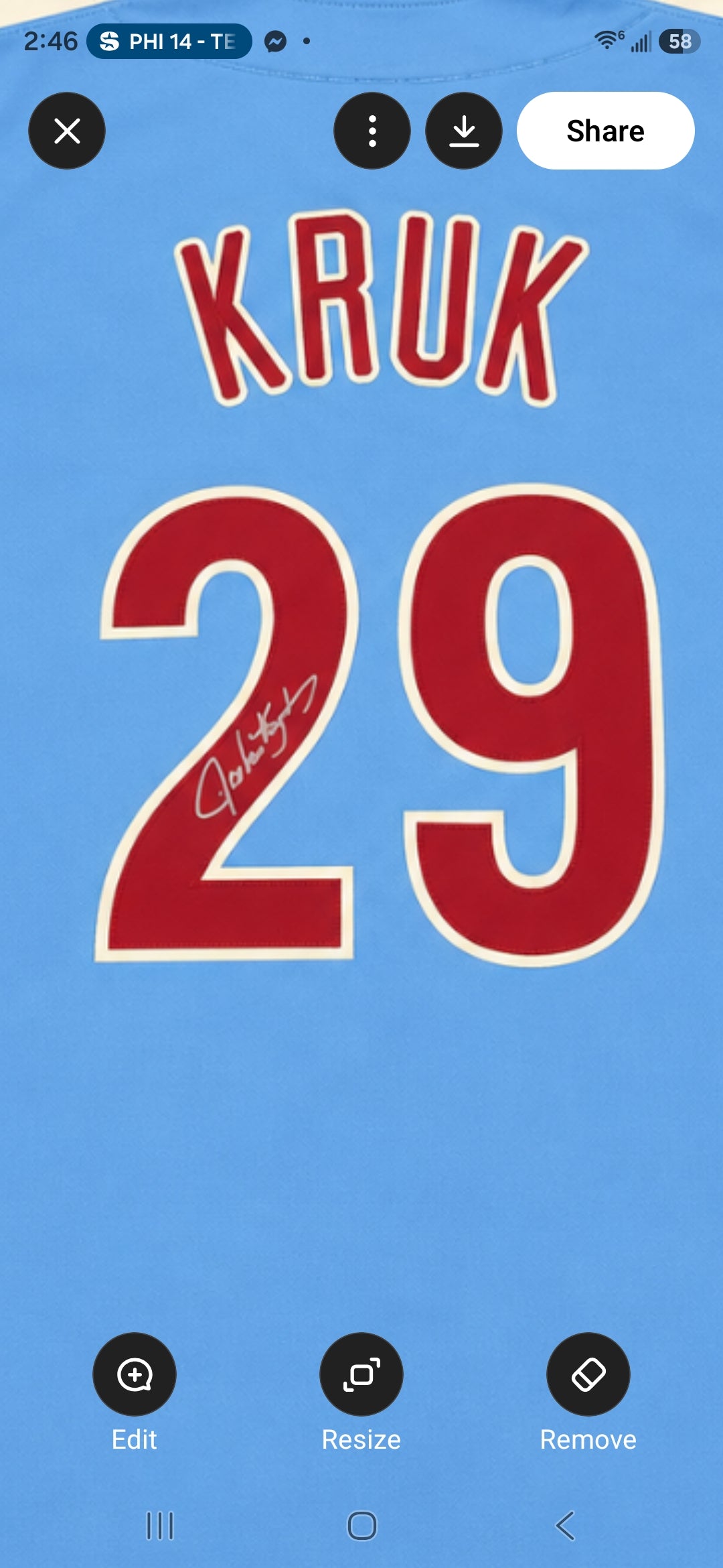 John Kruk Philadelphia Baseball Pro-Style Signed Throwback Jersey