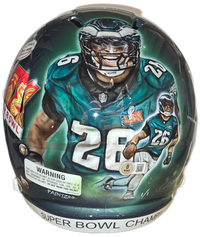 Saquon Barkley Autographed Super Bowl LIX Custom Painted Helmet 1/1