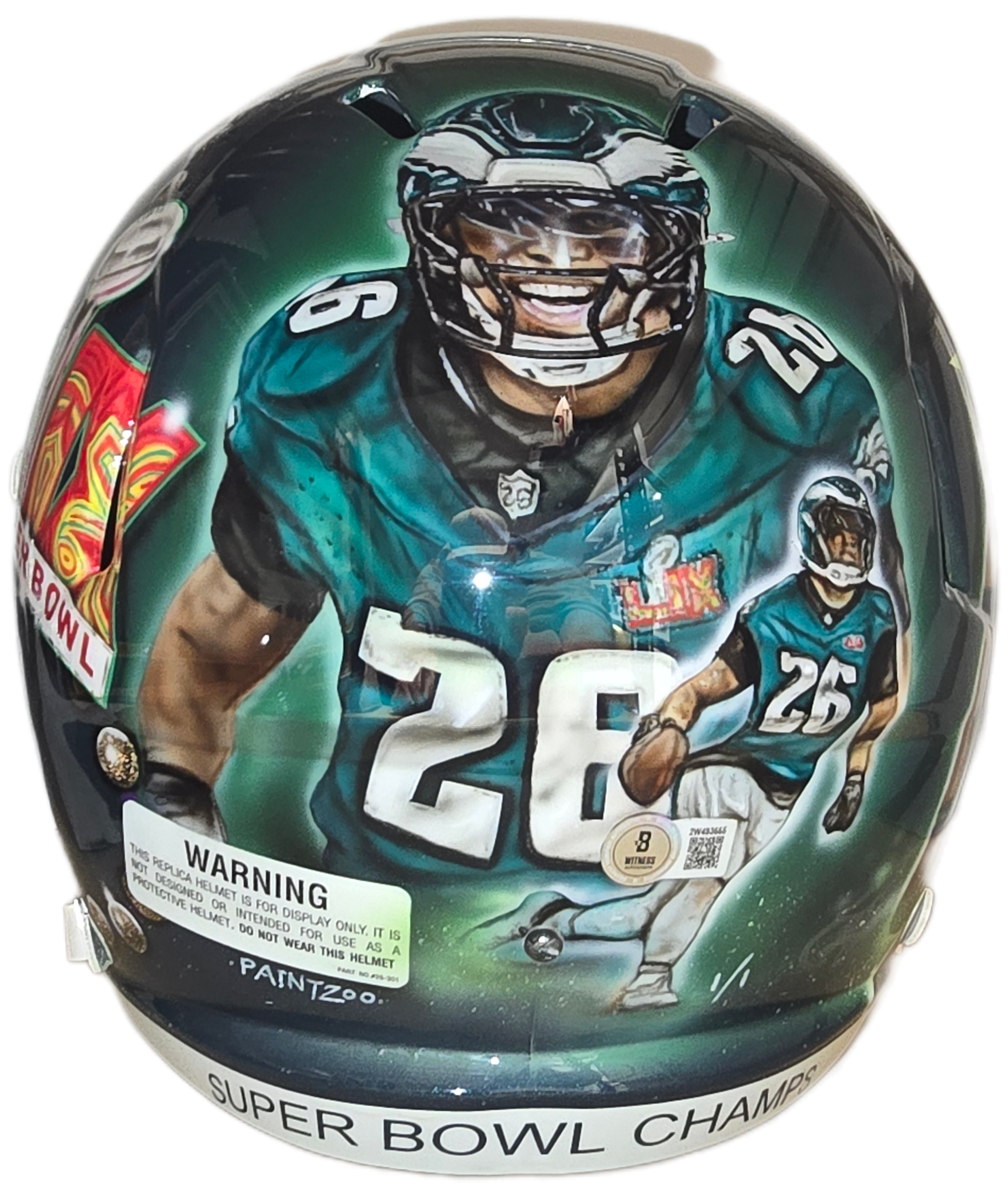 Saquon Barkley Autographed Super Bowl LIX Custom Painted Helmet 1/1