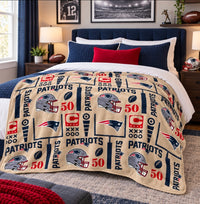 New England Patriots 60” x 70” Super Soft Plush Blanket- Beige