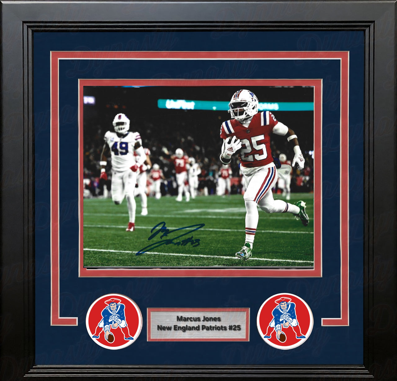 Marcus Jones New England Patriots Signed 8" x 10" Pick 6 Framed Photo
