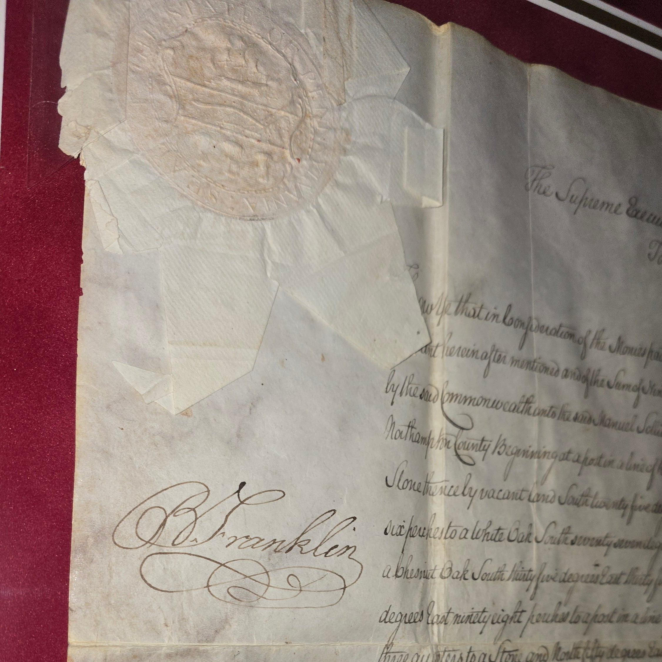 Benjamin Franklin Signed 1787 Pennsylvania Land Grant