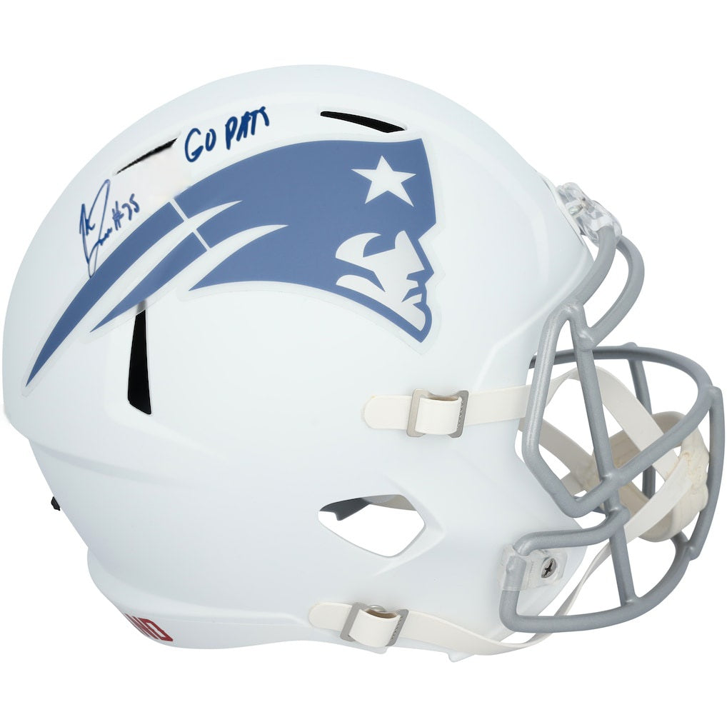 Marcus Jones New England Patriots Signed & Inscribed Rivalry Speed Replica Helmet