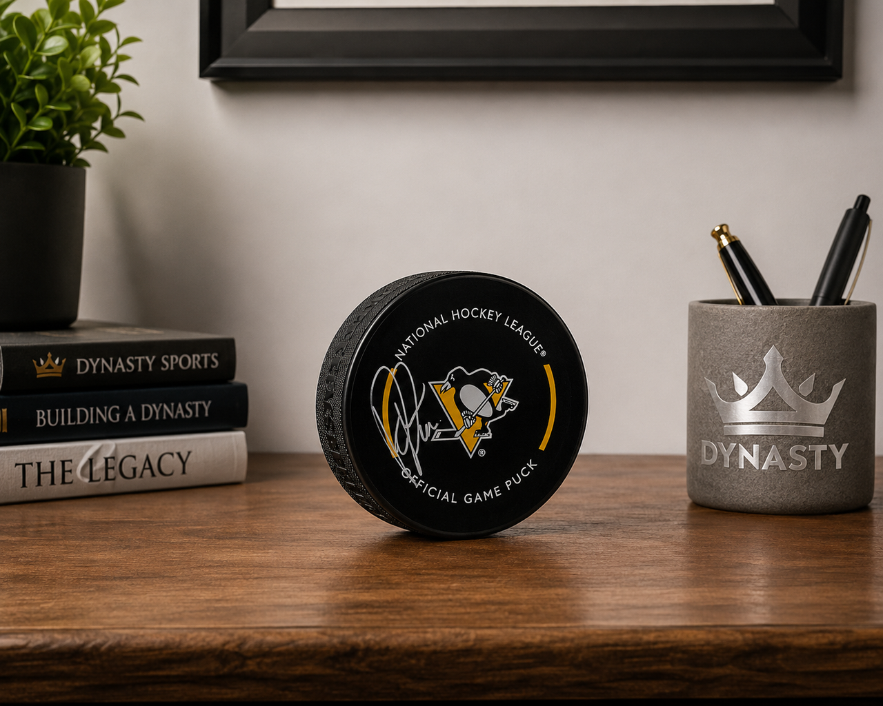 Rick Tocchet Autographed Pittsburgh Penguins Hockey Game Model Puck