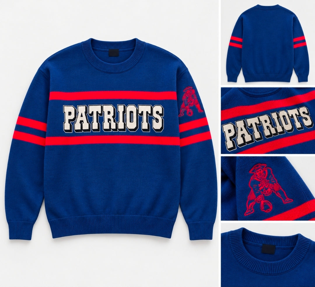 New England Patriots Retro Throwback NFL Team Sweater