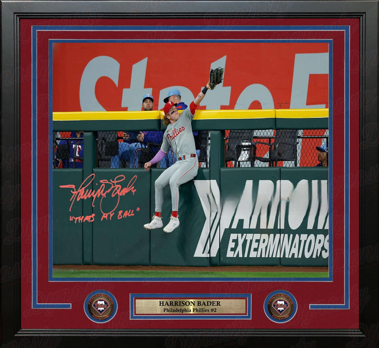 Harrison Bader "The Catch" Philadelphia Phillies Autographed 16" x 20" Framed Photo - That's My Ball
