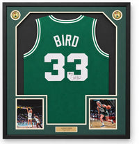 Larry Bird Boston Celtics Autographed Framed Green Basketball Jersey