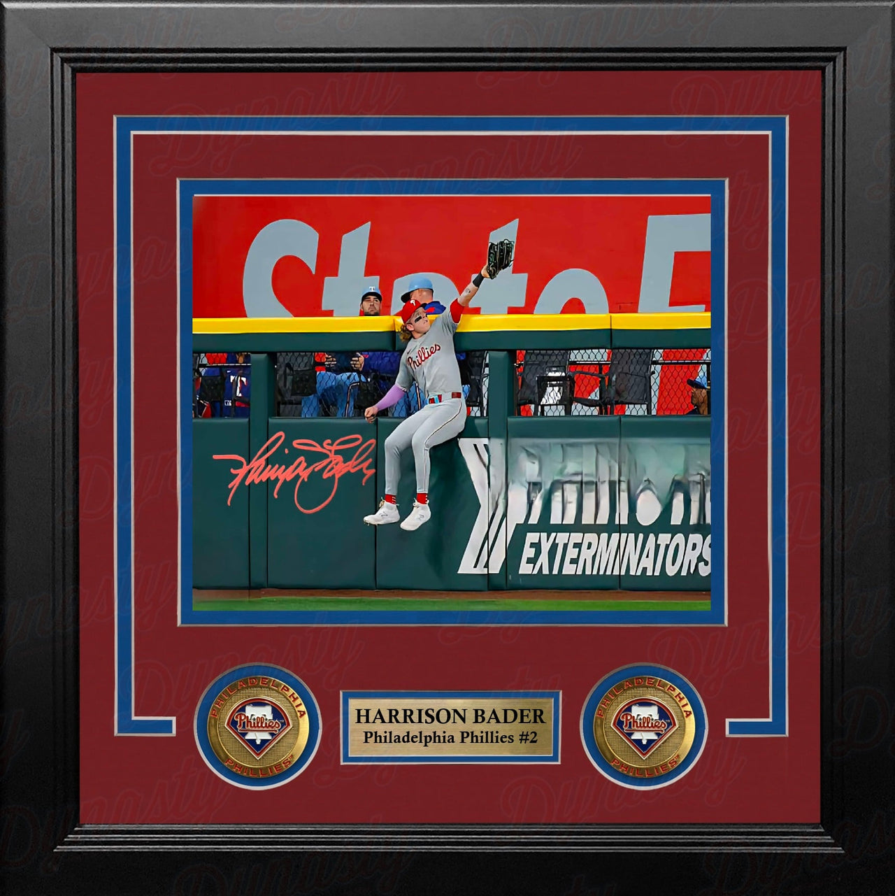 Harrison Bader "The Catch" Philadelphia Phillies Autographed 8" x 10" Framed Baseball Photo