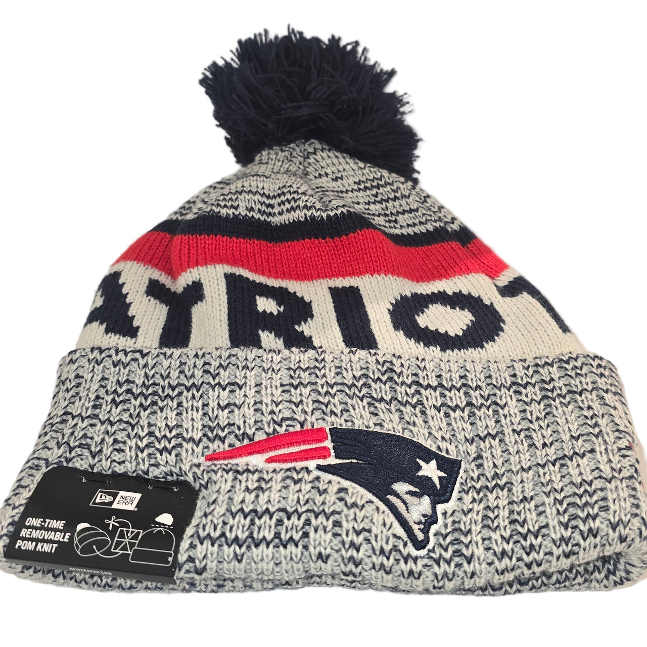 New England Patriots New Era Grey and Red Winter Knit Hat