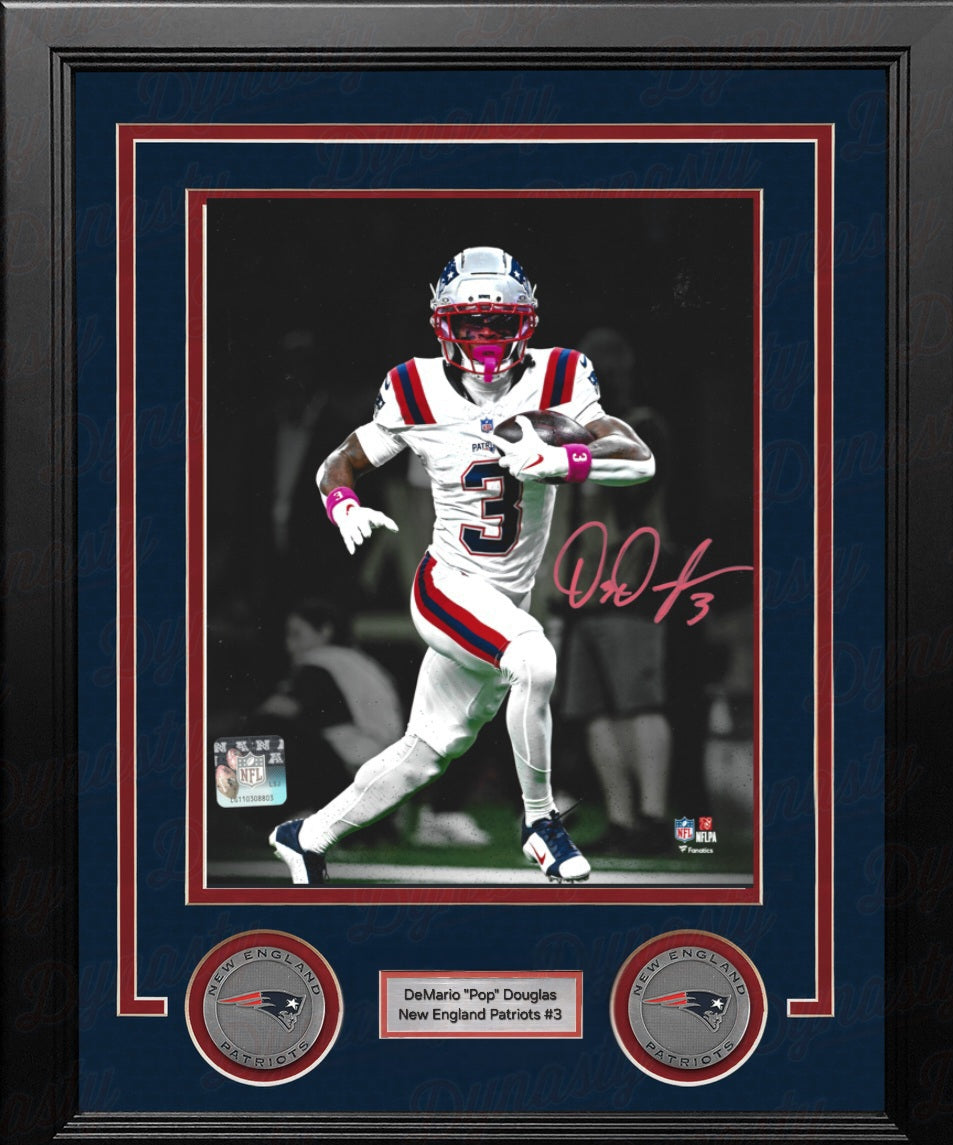 DeMario Pop Douglas New England Patriots Signed 8" x 10" Framed Photo