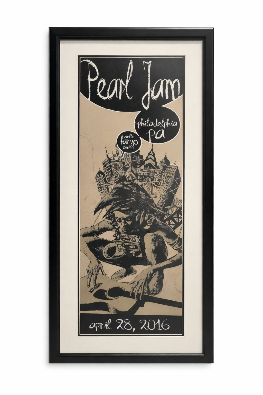 Pearl Jam Philadelphia Wells Fargo Center Framed Poster 04/28/2016